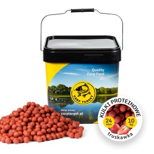Futterboilies Erdbeere 24 mm 10 kg + Eimer 17L