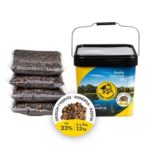 Mix Partikel Tigernuss Hanf Raps 12 kg (4 x 3 kg) + 17 l Eimer