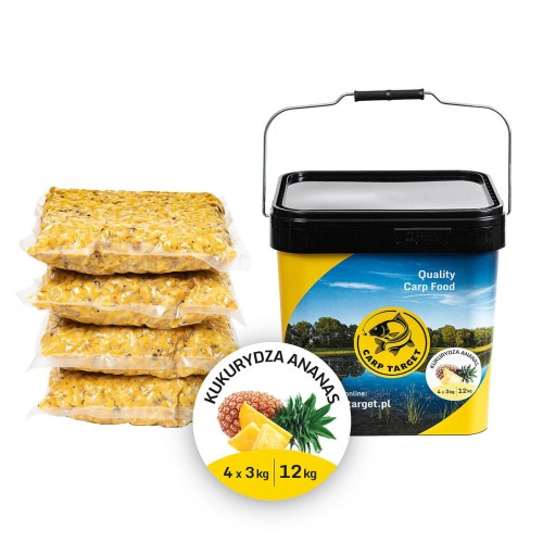 Partikel Mais Ananas 12 kg (4 x 3 kg) + 17 l Eimer