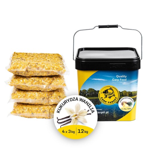 Partikel Mais Vanille 12 kg (4 x 3 kg) + 17 l Eimer