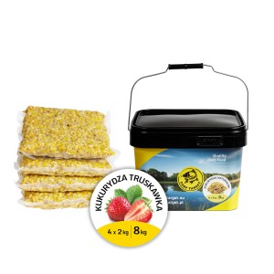 Partikel Mais Erdbeer 8 kg (4 × 2 kg) + Eimer 10 L